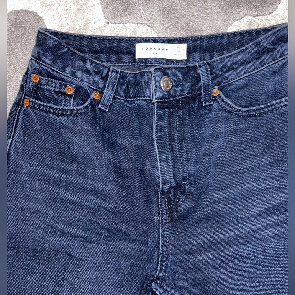 Top shop size two dark blue mom jeans